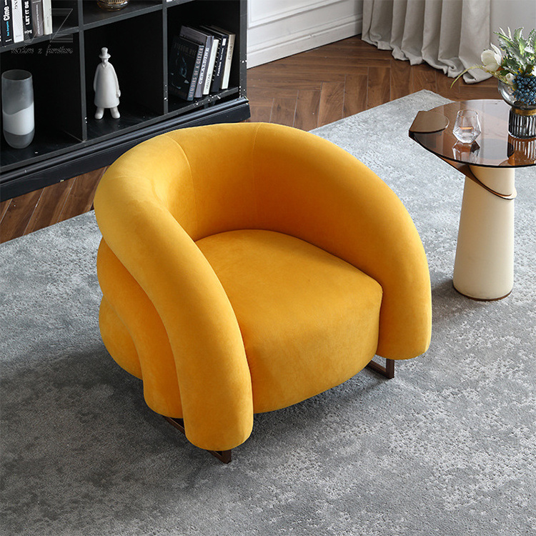 Fancy Nordic Modern Luxury Fauteuil Velvet Single Sofa Chairs Furniture Accent Armchair Arm Relax Lounge Chair For Living Room