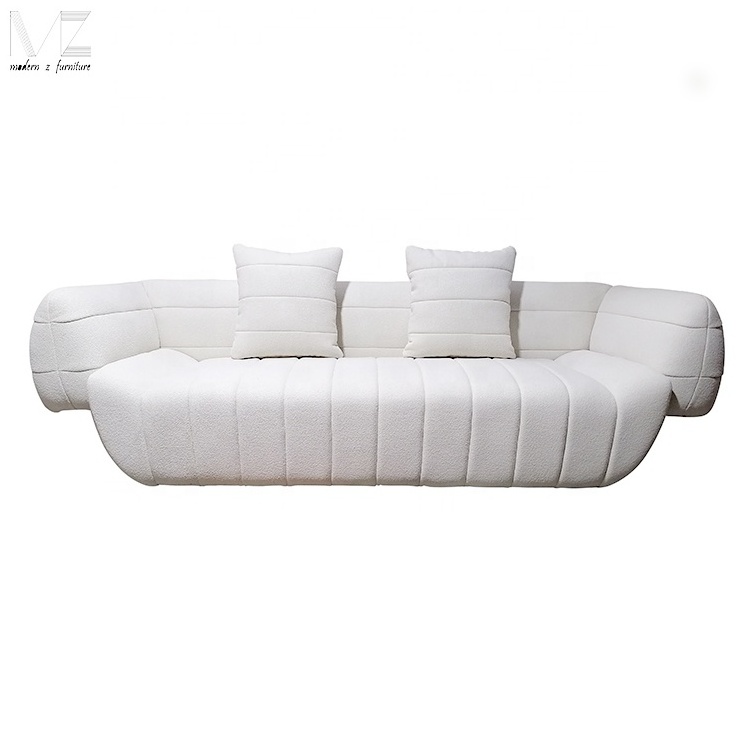 Modern Design 3 4 Seater Tactile Long Boat Sofa Teddy Boucle Living Room Sofas Sets Velvet Settee Loveseat Home Furniture