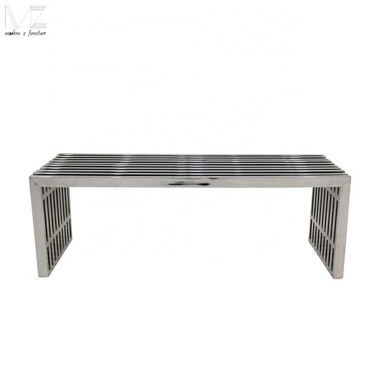 Modern Outdoor Bench Stainless Steel Design Industrial Large Silver Stainless Steel Long Bench