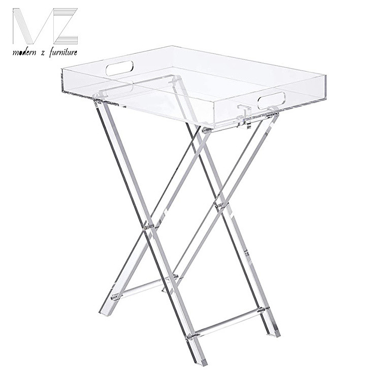 Good Quality Modern Acrylic Side Table Lucite Crystal Acrylic Folding Tray Coffee Table for Living Room