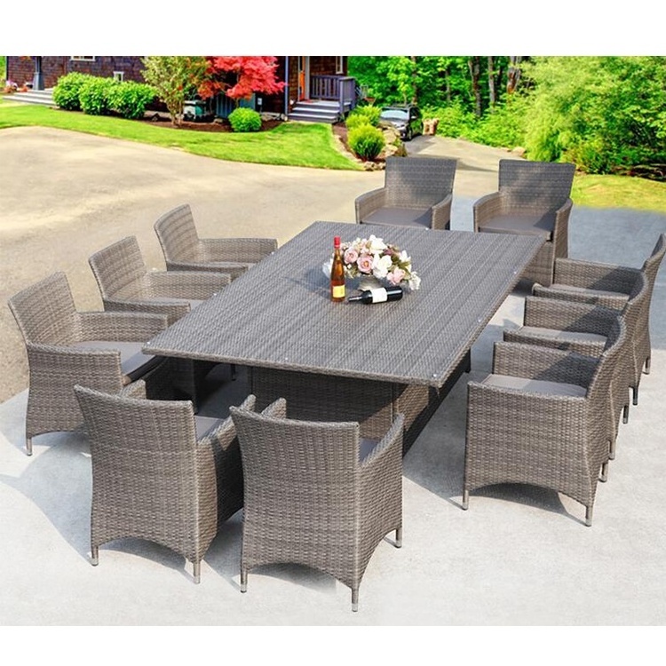 Modern set tavolo e sedie da giardino PE Rattan Garden Patio Dining table and chair set for tavolo giardino 10 people