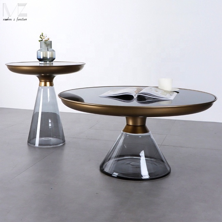 Living Room Couchtisch Nordic Modern Home Decorative Metal Sofa Side Center Round Circle End Table Luxury Glass Coffee Table