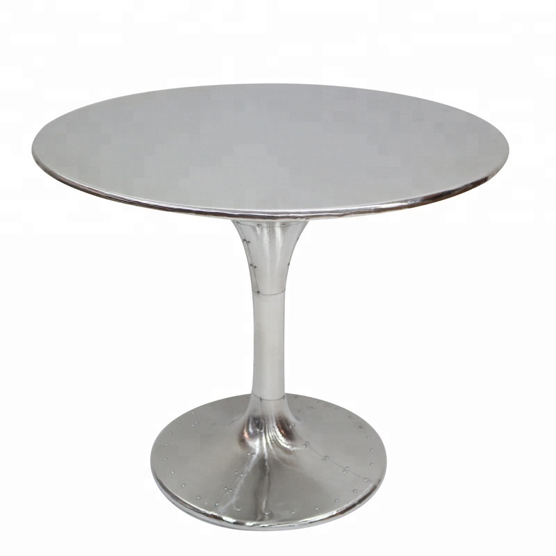 Home Dining Room Restaurant Vintage Retro Style Aviator aluminum surface Tulip Table