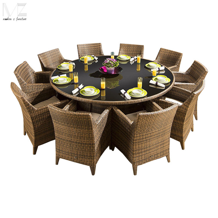 Outside round table waterproof patio lounge room furniture outdoor garden rattan dining sets