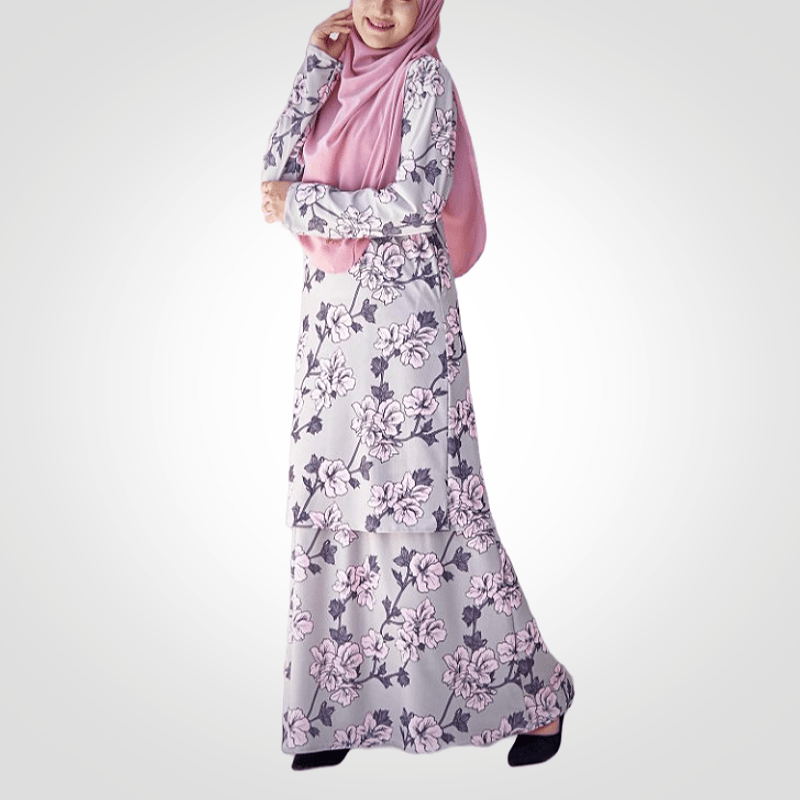 SIPO Eid Baju Raya Wholesale Malaysia Muslim Baju Kurung Pahang Muslimah Beautiful Floral Prints Wanita Dress Modern Kurung