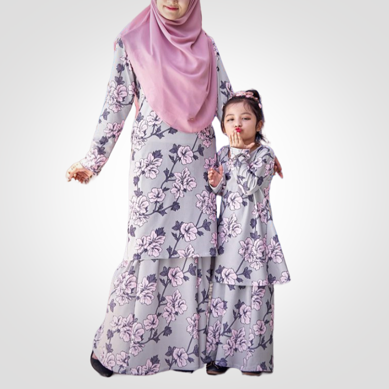 SIPO Eid Baju Raya Wholesale Malaysia Muslim Baju Kurung Pahang Muslimah Beautiful Floral Prints Wanita Dress Modern Kurung