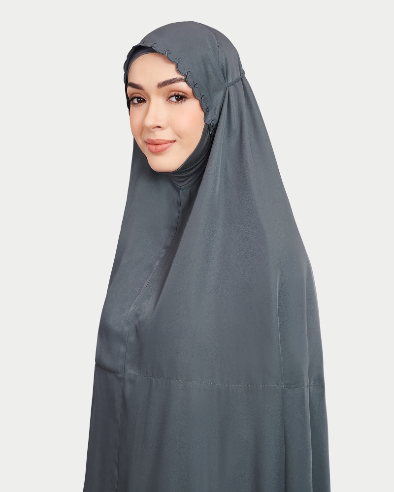 SIPO Eid 2023 Lace Embroidery 2 piece Jilbab Abaya Muslim Women Malaysia Tudung Khimar Dress Lace Hem Chiffon Prayer Telekung