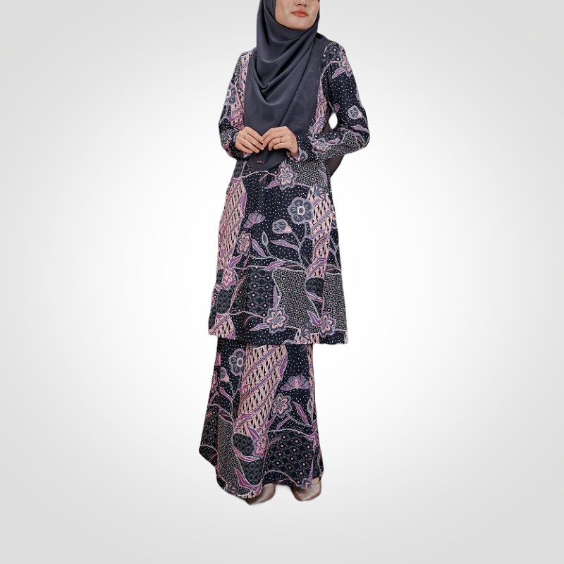 SIPO Modern Muslim Women's Dress in Pahang Malaysia Eid Borong Kurung With Cetakan Bunga Made from Polyester Fiber