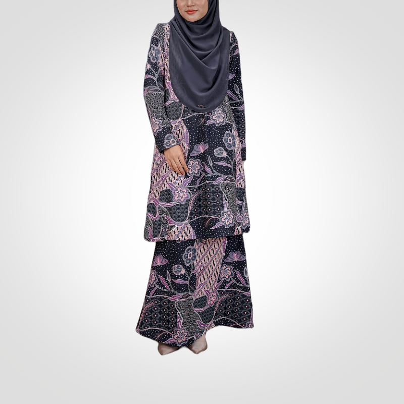 SIPO Modern Muslim Women's Dress in Pahang Malaysia Eid Borong Kurung With Cetakan Bunga Made from Polyester Fiber