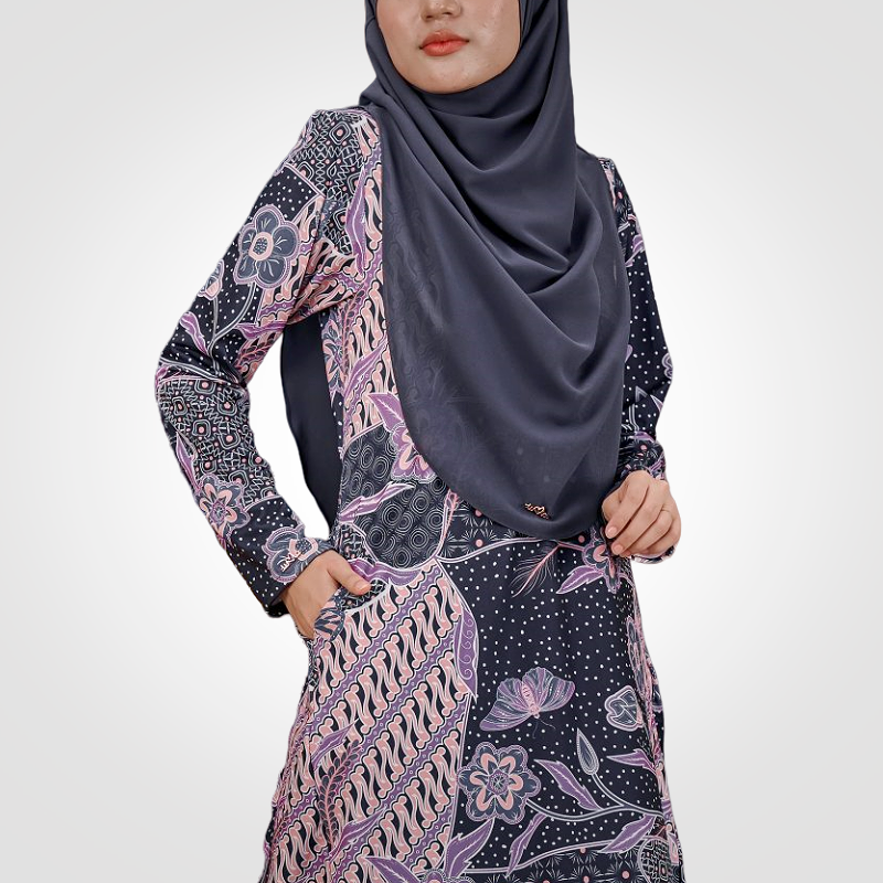 SIPO Modern Muslim Women's Dress in Pahang Malaysia Eid Borong Kurung With Cetakan Bunga Made from Polyester Fiber