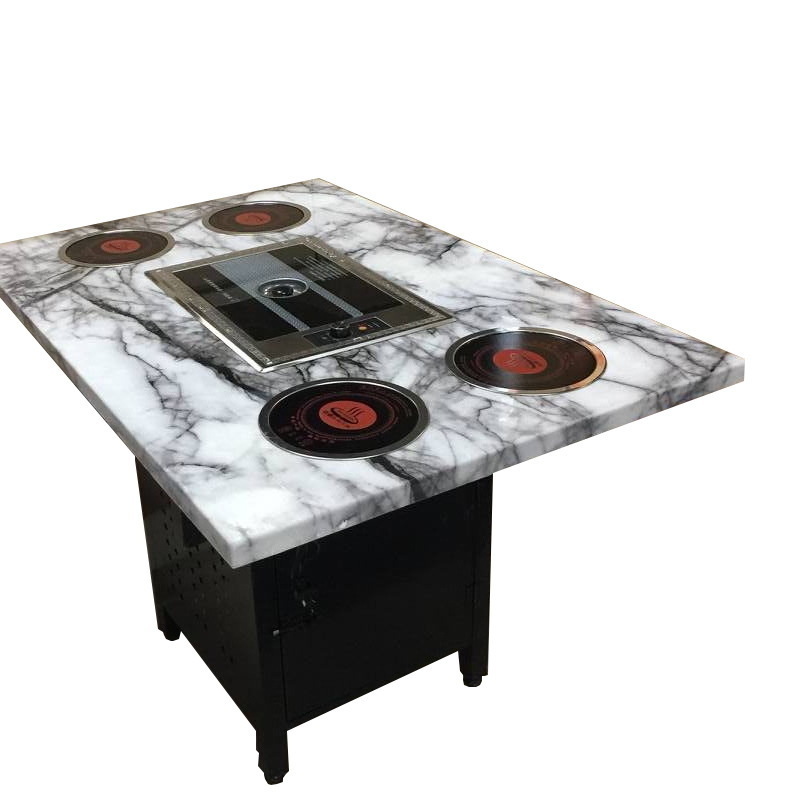 hot sale korean bbq table grill wood bbq table electromagnetic hot pot table for restaurant