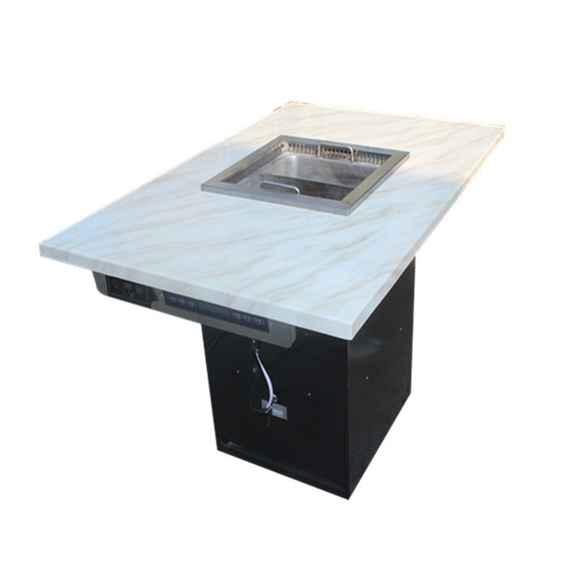 hot sale korean bbq table grill wood bbq table electromagnetic hot pot table for restaurant