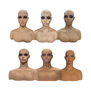 realistic and High quality female  mannequin  head with shoulders and makeup  for store wig display