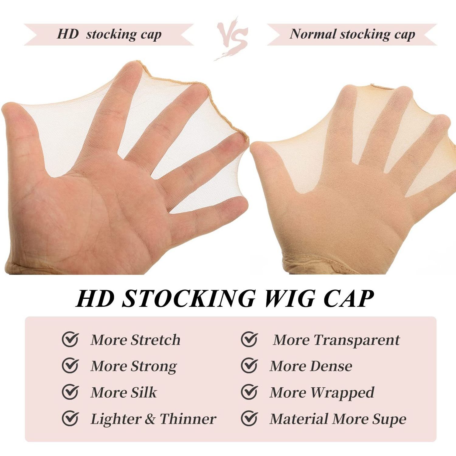 Skinlike HD Wig Cap Invisible and Sheer Breathable Ultra-thin Stretchy Stocking Caps for Lace Front Wigs  Bald Cap for Women