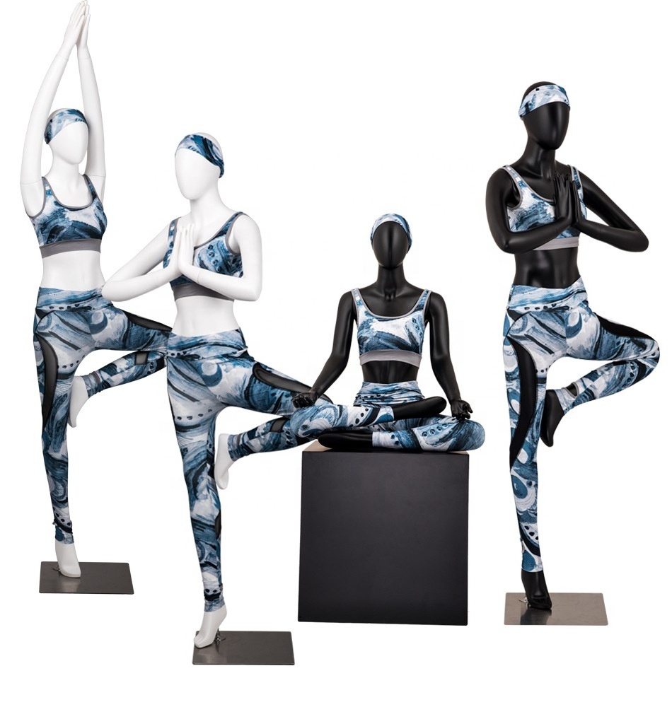 .window display female yoga mannequin