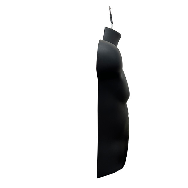 A molded plastic hollow-backed male torso designed for hanging