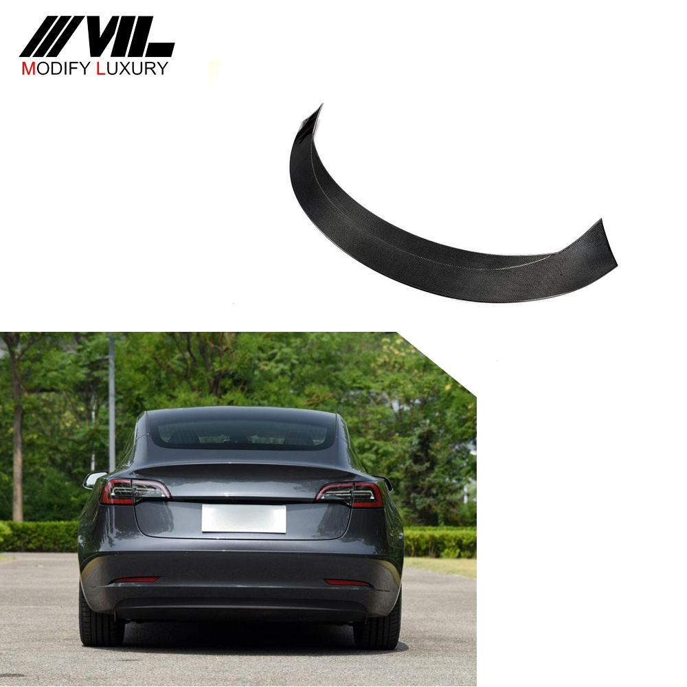 Model 3 Carbon Fiber Rear Spoiler for Tesla Model 3 Electric Sedan 2017-2019