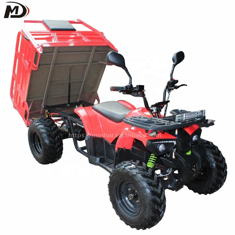 Manufacture 72v 1500w Electric  ATV Farm Equipment Electric 4 Wheeler Tipping Trailer Quad