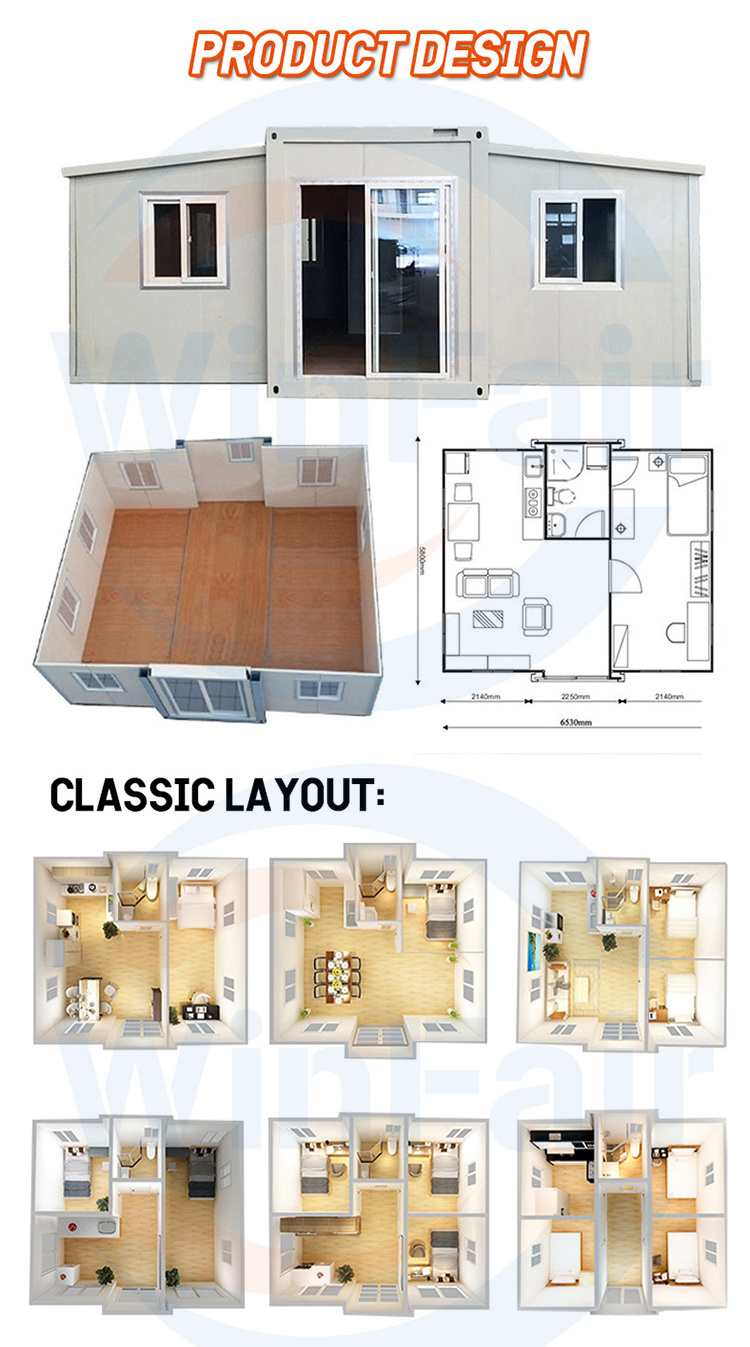 WinFair 40 Ft Feet 3 Bed Mobile Expandable Living Container Prefab Tiny Homes House 3 Bedroom 40Ft Modelar House