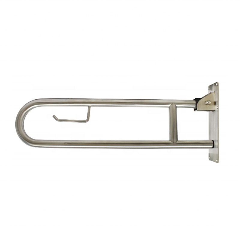 Flip Down Swing up stainless steel grab bar with toilet paper  holder