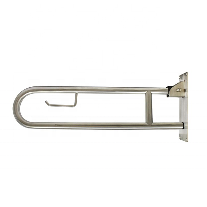 Flip Down Swing up stainless steel grab bar with toilet paper  holder