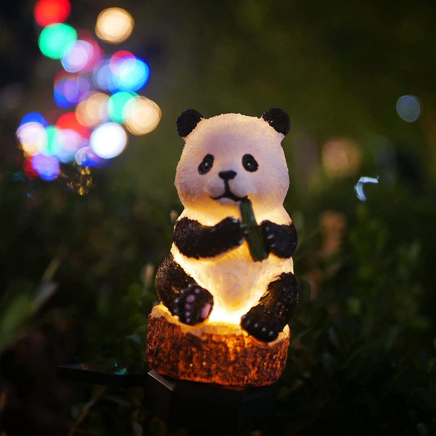 Solar outdoor LED Light Creative Panda Resin Animal Plug Light Waterproof for Garden Landscape Decoration