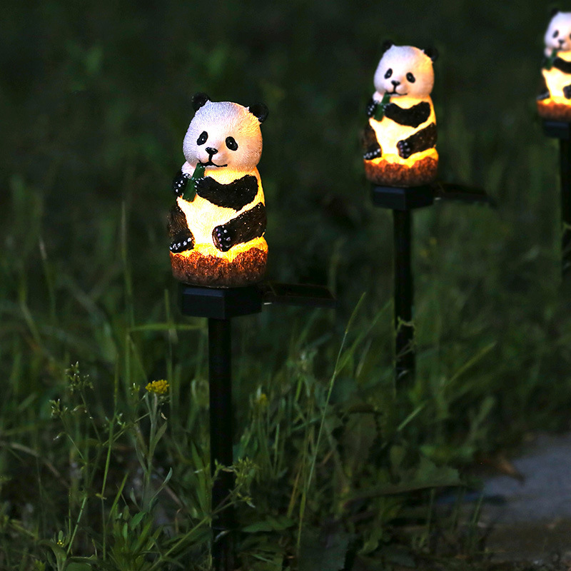 Solar outdoor LED Light Creative Panda Resin Animal Plug Light Waterproof for Garden Landscape Decoration