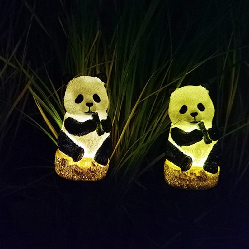 Solar outdoor LED Light Creative Panda Resin Animal Plug Light Waterproof for Garden Landscape Decoration