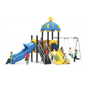 Hot Sale Swing and Slide Plastic Outside Playground Medium Sized for Preschool Kids