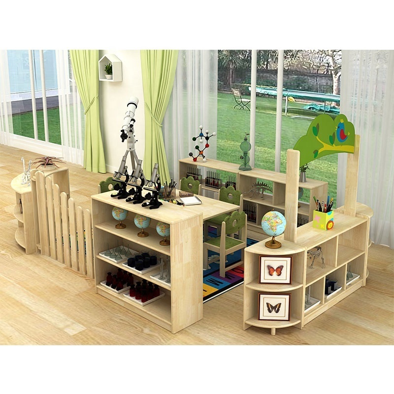 Moetry Preschool Cubbies Forest Theme Wooden Cabinet Stand Kids Toys Storage Rack