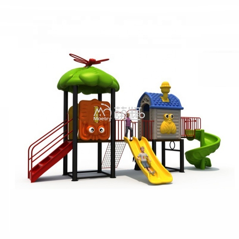 Moetry UAE Hot Sale Cheap Playground Equipment Outdoor Plastic Slide with Swing for Nursery School Backyard