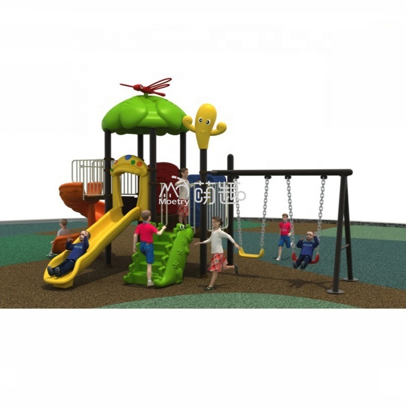 Moetry UAE Hot Sale Cheap Playground Equipment Outdoor Plastic Slide with Swing for Nursery School Backyard