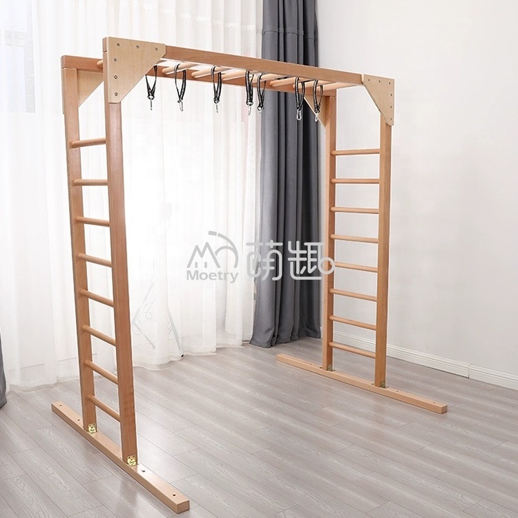 Moetry Kids Indoor Monkey Bar Climbing Frame Wooden Jungle Gym Sensory Room Equipment for Kindergarten Pediatric Therapy