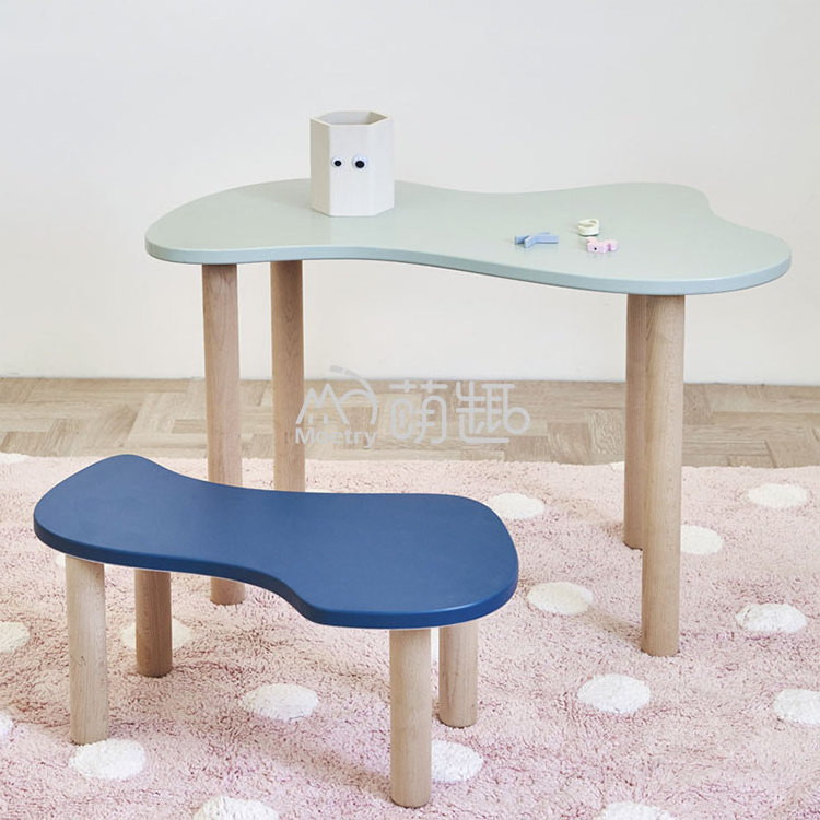 Moetry Montessori Children Nordic Furniture Mesa Infantil Kids Wood Dinning Party Table Toddler Cloud Table and Chair Sets