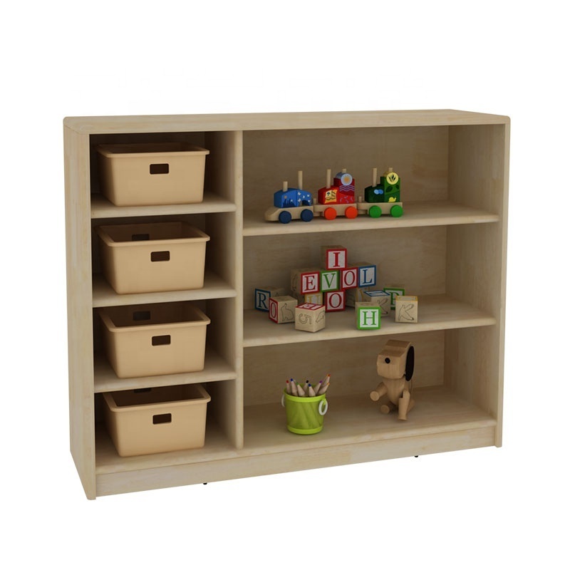 Moetry Preschool Cubbies Solid Wood Daycare Classroom Kids Toy Storage Unit Montessori Shelf