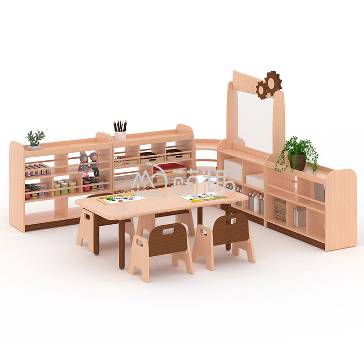 Moetry Wooden Nursery School Classroom Art Corner Setup Kids Montessori Furniture