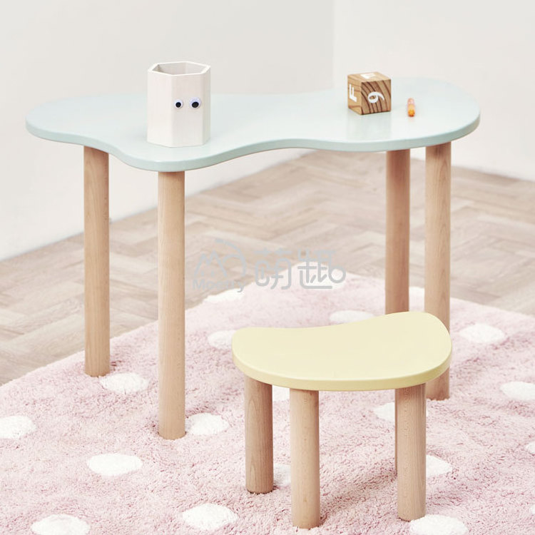 Moetry Montessori Children Nordic Furniture Mesa Infantil Kids Wood Dinning Party Table Toddler Cloud Table and Chair Sets