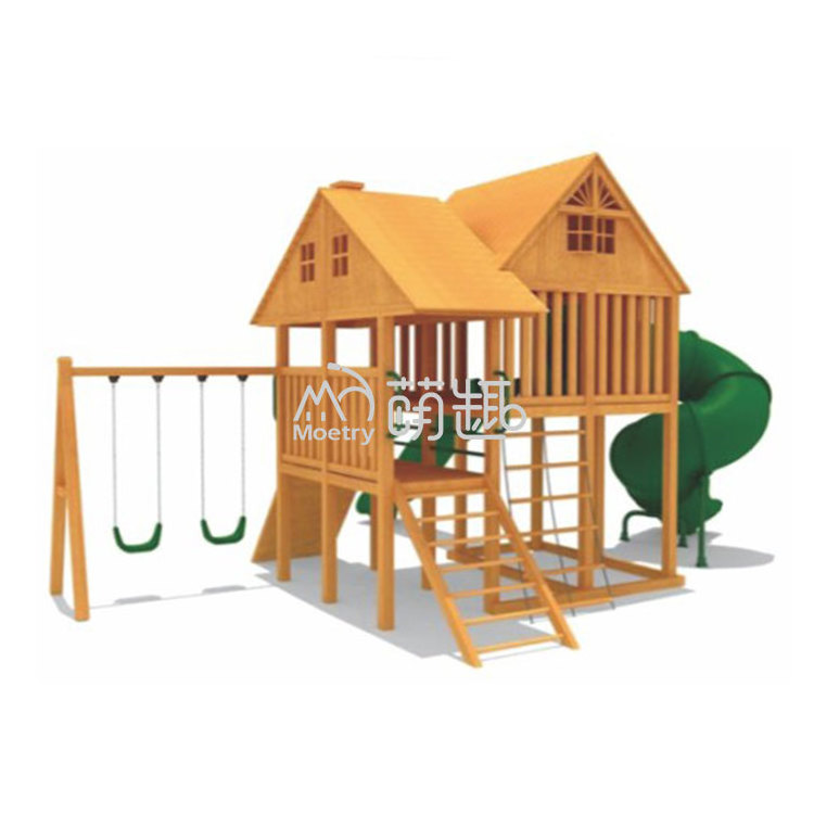 Moetry Outdoor Backyard Playground Wooden Playsets with Slide and Swing Set for Backyard