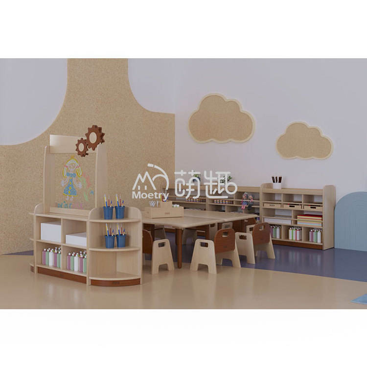 Moetry Wooden Nursery School Classroom Art Corner Setup Kids Montessori Furniture