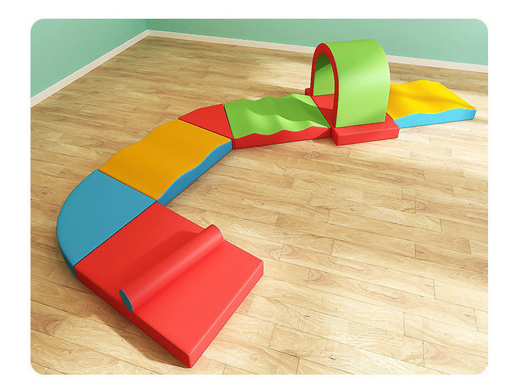 Free Combine J Shaped Toddler Soft Play Set with Foam Play Tunnel Sensory Play