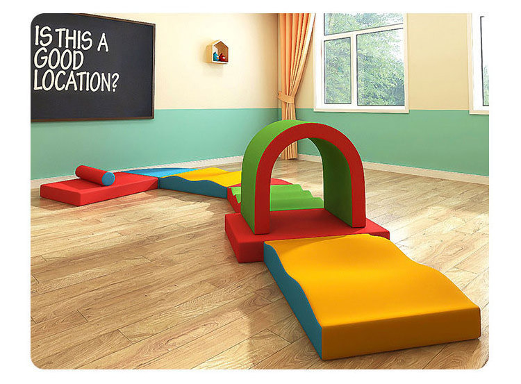 Free Combine J Shaped Toddler Soft Play Set with Foam Play Tunnel Sensory Play