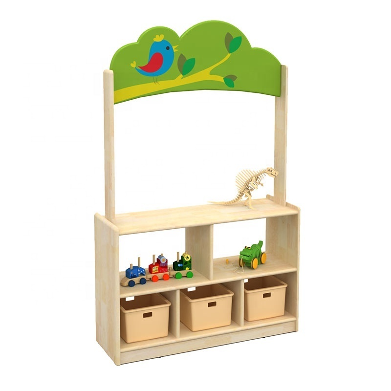 Moetry Preschool Cubbies Forest Theme Wooden Cabinet Stand Kids Toys Storage Rack