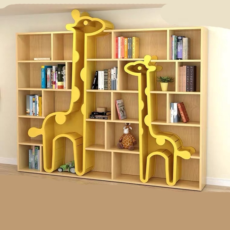 Moetry Custom Design Animal Themed Bookshelf Kids Library Furniture Bookcase for Kindergarten School