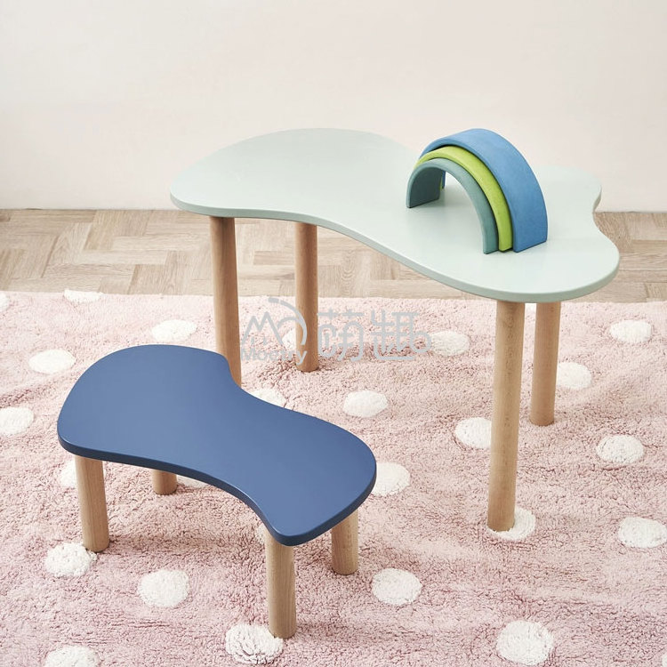 Moetry Montessori Children Nordic Furniture Mesa Infantil Kids Wood Dinning Party Table Toddler Cloud Table and Chair Sets