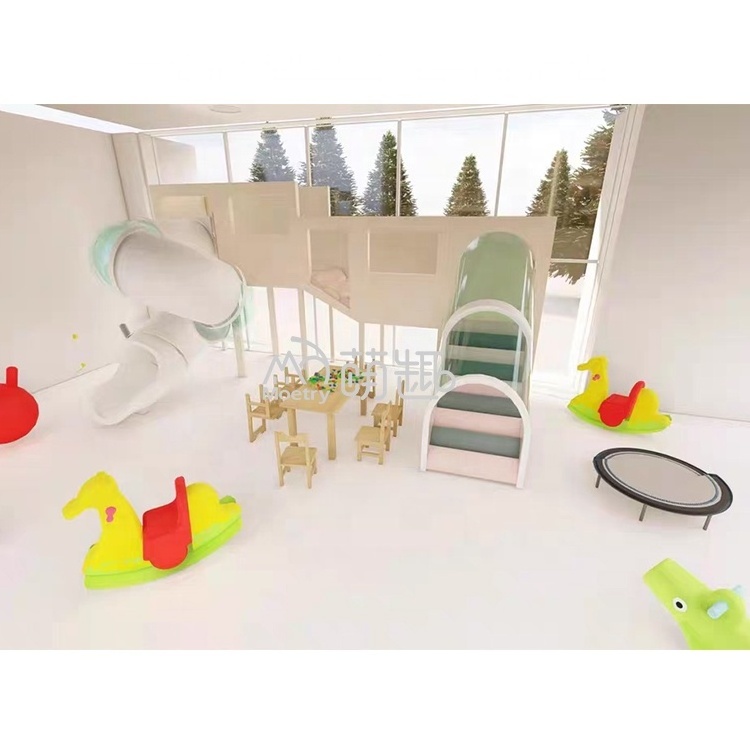 Moetry Fashion Design Indoor Playground with Plastic Slide for Children's Play Area Resort Daycare