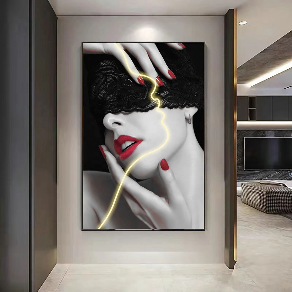 Modern Simple Beauty Figure Painting crystal porcelain decorative paintings Living Room decorative picture