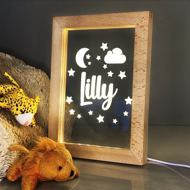 Unique Gift Home Decoration Night Light Customized LED Wooden Photo Frame 3D Photo Lights