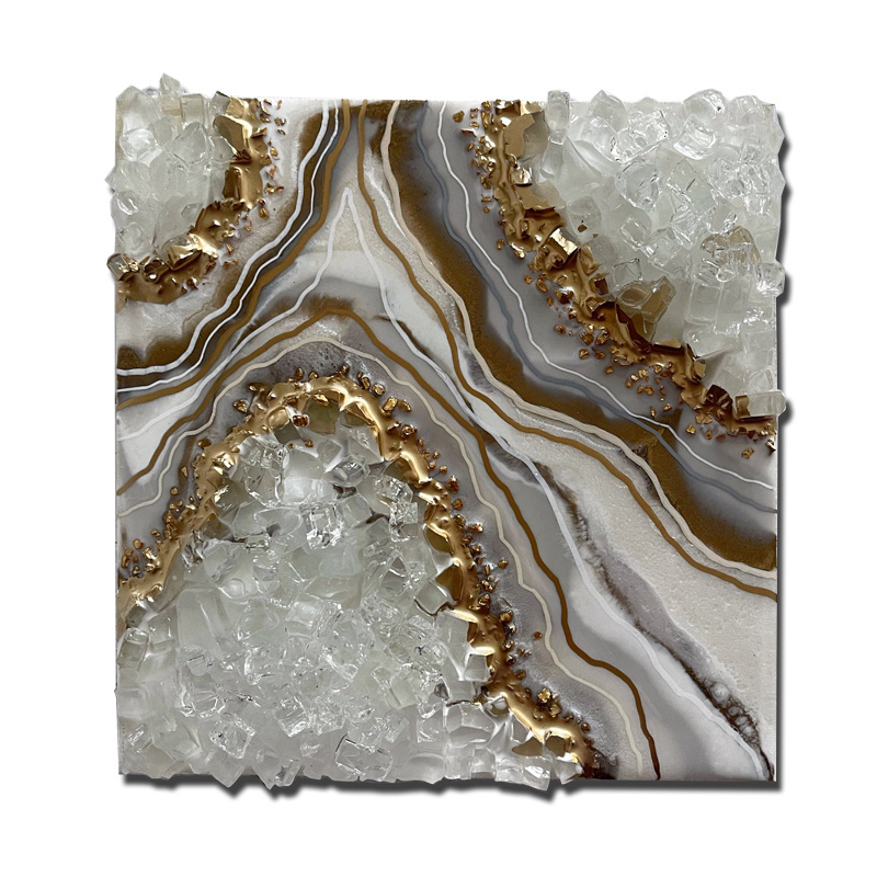 Black Gold Painting Geode Art 3D Epoxy Resin wall art  Apartment Home Decor  housewarming gifts