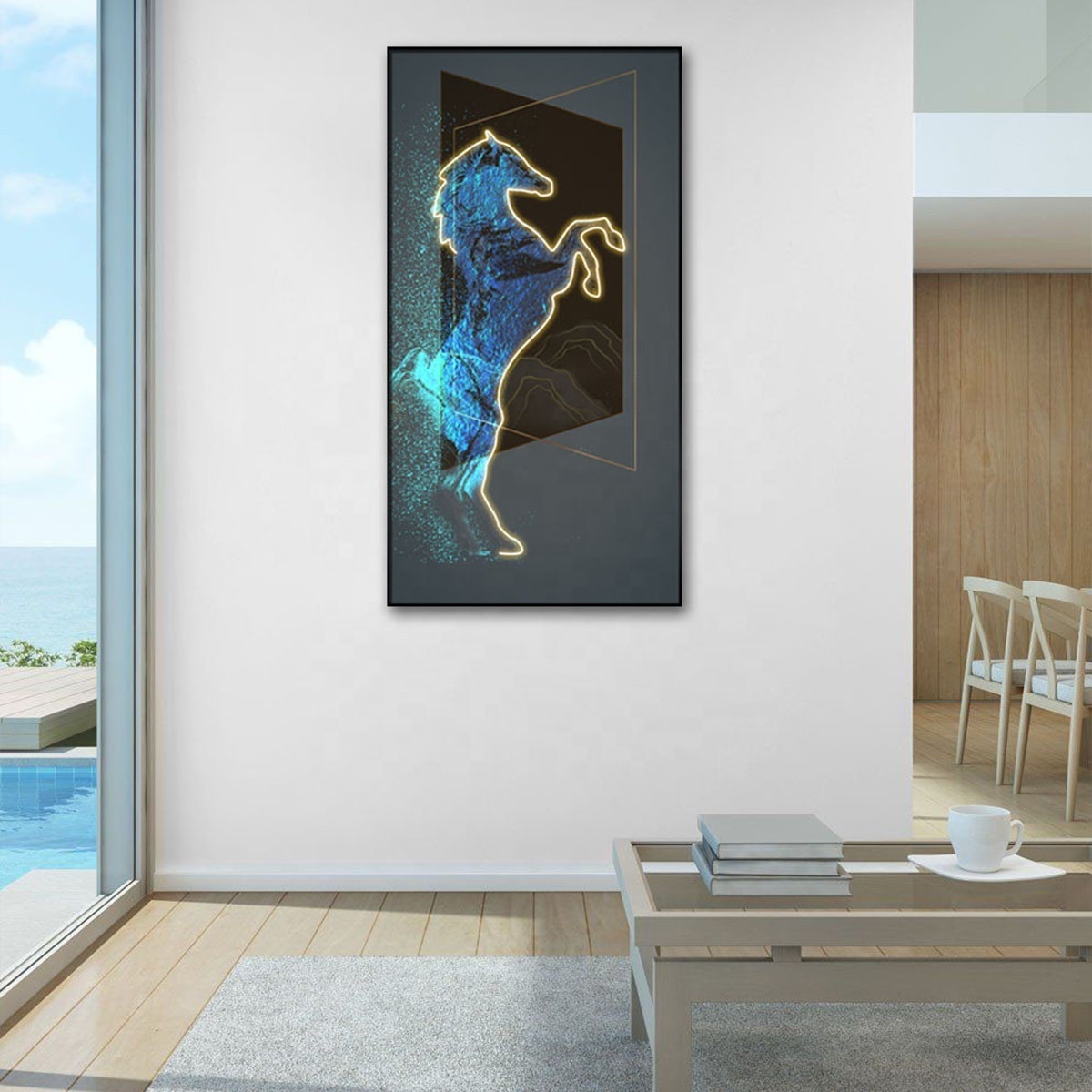 Wall art Decor LED paintings Animal Horse Picture Luxury Style shiny decorative wall painting living room decoration