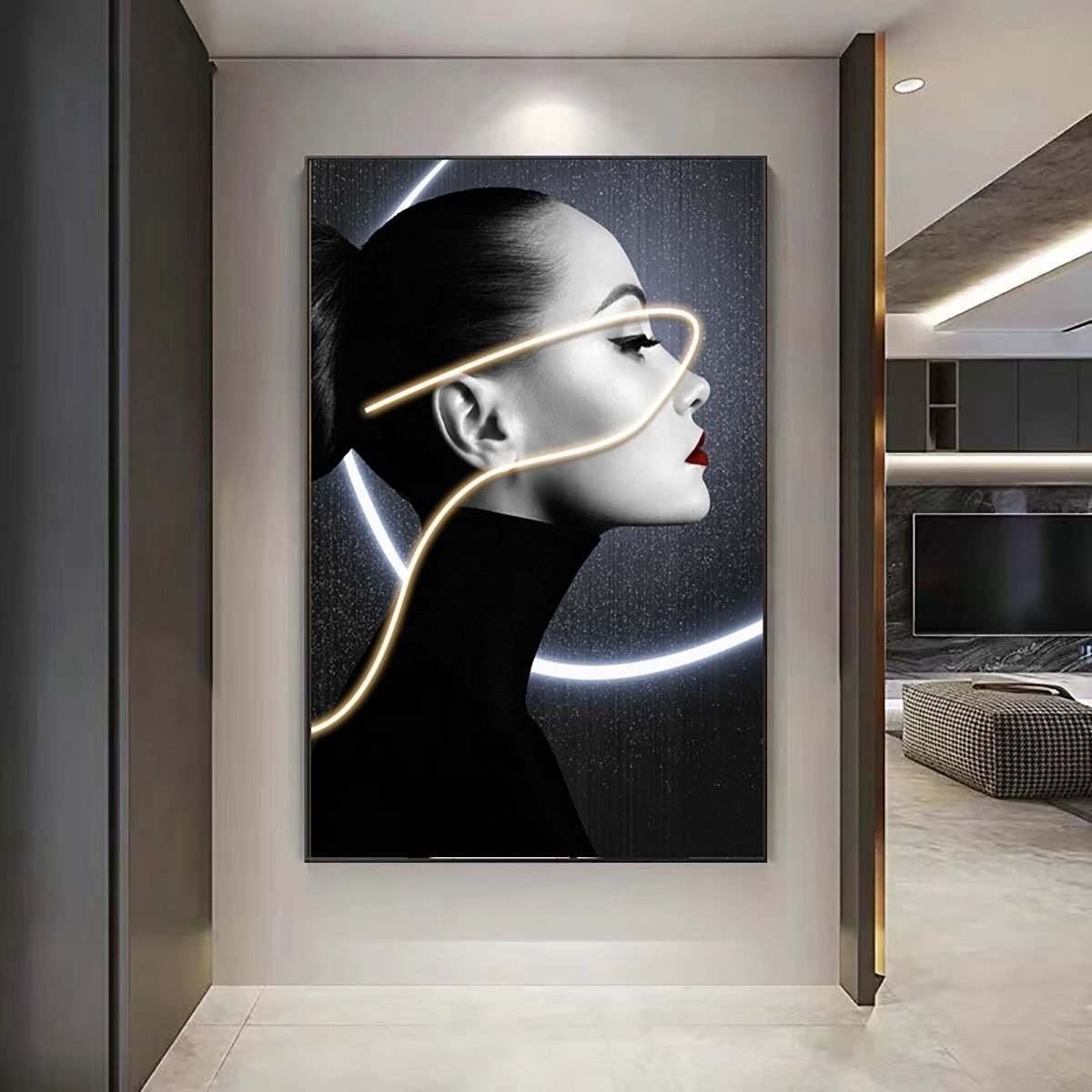 Modern Simple Beauty Figure Painting crystal porcelain decorative paintings Living Room decorative picture